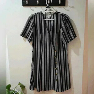 Stripped V Neck Dress